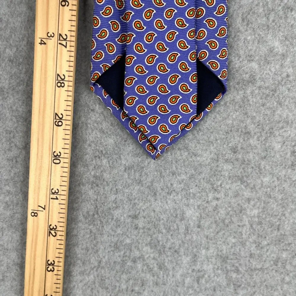 Vintage Polo Ralph Lauren Necktie Silk Blue Paisley Made In Italy Tie